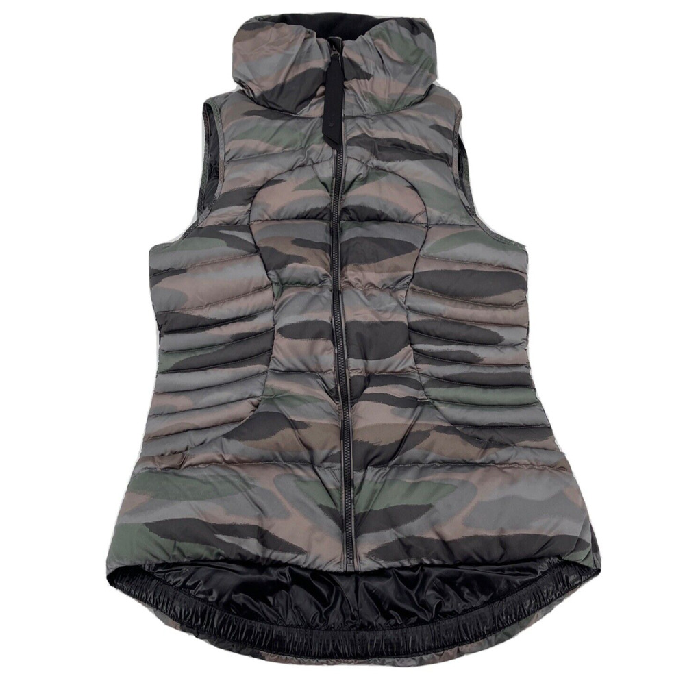 Lululemon Fluffin Awesome‎ Vest Womens 4 Camo Butter Pink Multi Goose Down